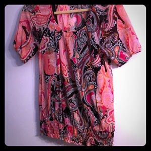 Apt 9 Pink/ Black Paisley print blouse w/tank XS
